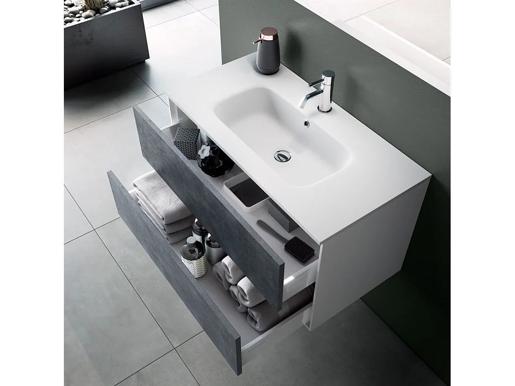 Ensemble de salle de bain 4 pièces IGEA bleu pierre