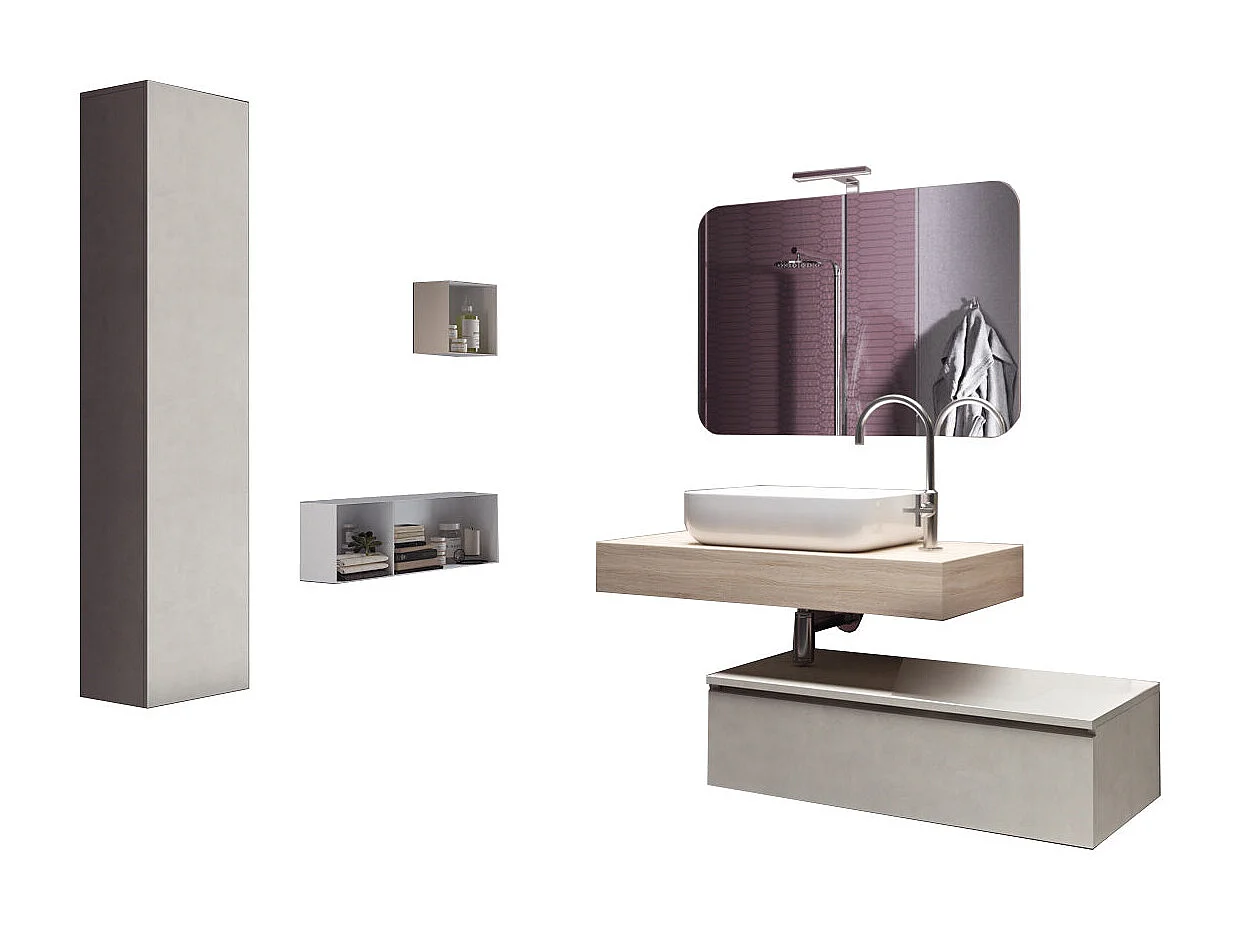 Komposition 5-teilig ASTRA Helltabak/Steinweiß