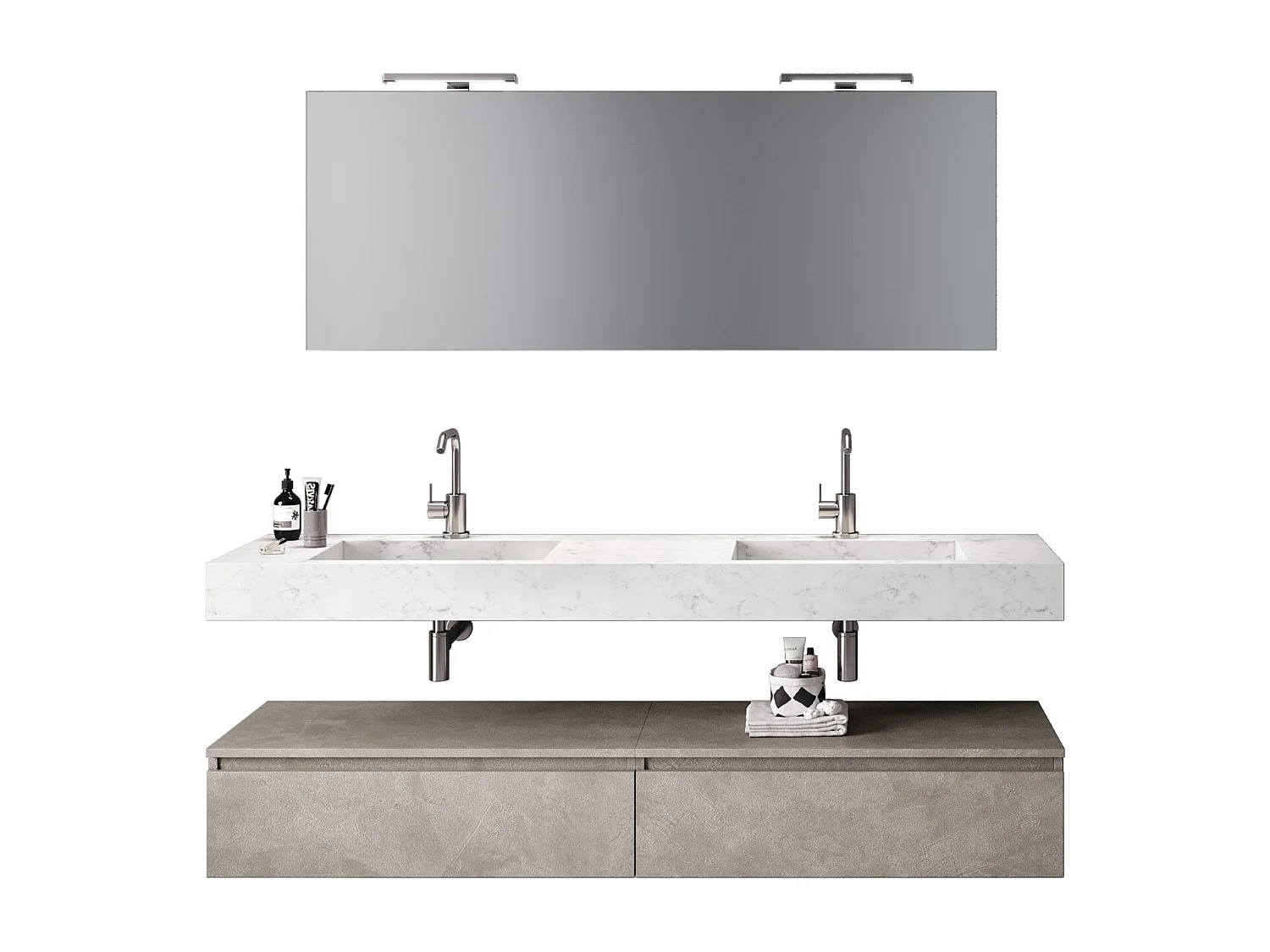 Ensemble de salle de bain 7 pièces ASTRA marbre carrara/havane pierre