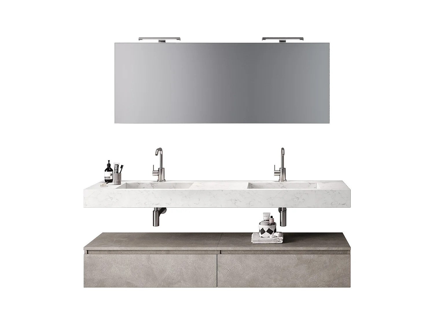 Ensemble de salle de bain 7 pièces ASTRA marbre carrara/havane pierre