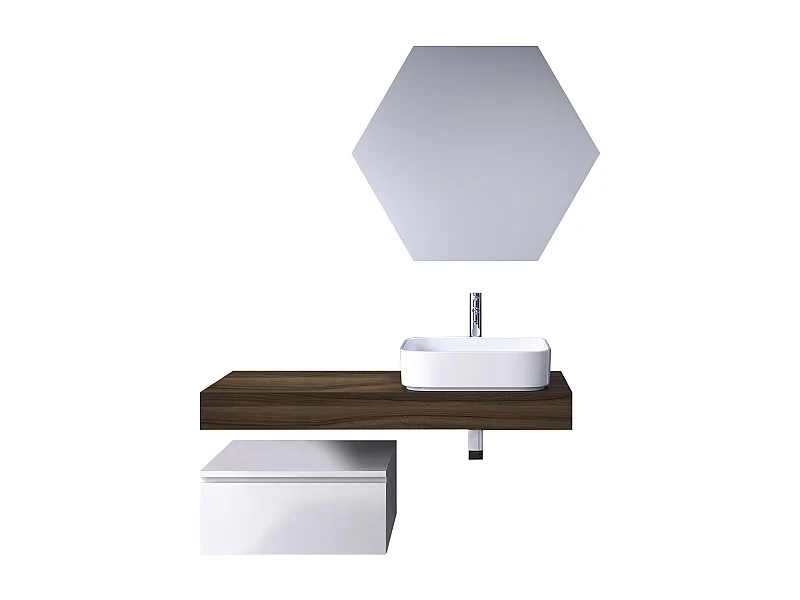 Ensemble de salle de bain 4 pièces ASTRA noyer/blanc