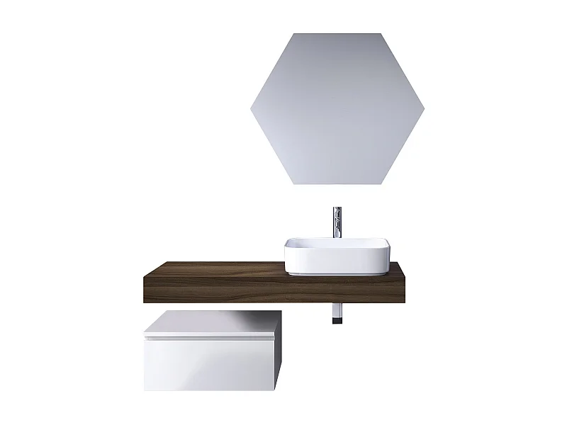 Ensemble de salle de bain 4 pièces ASTRA noyer/blanc