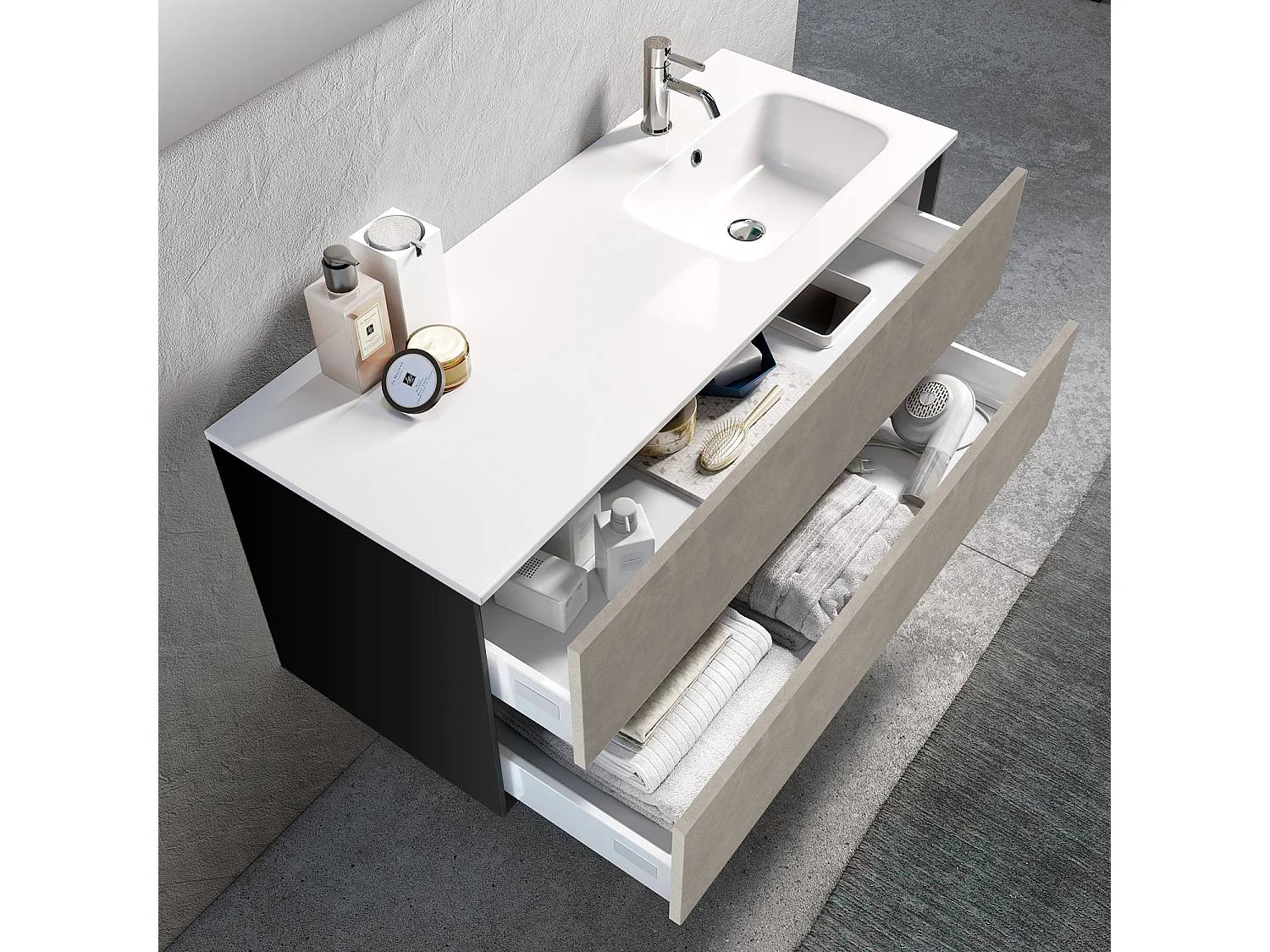 Ensemble de salle de bain vasque DX 4 pièces IGEA havane pierre