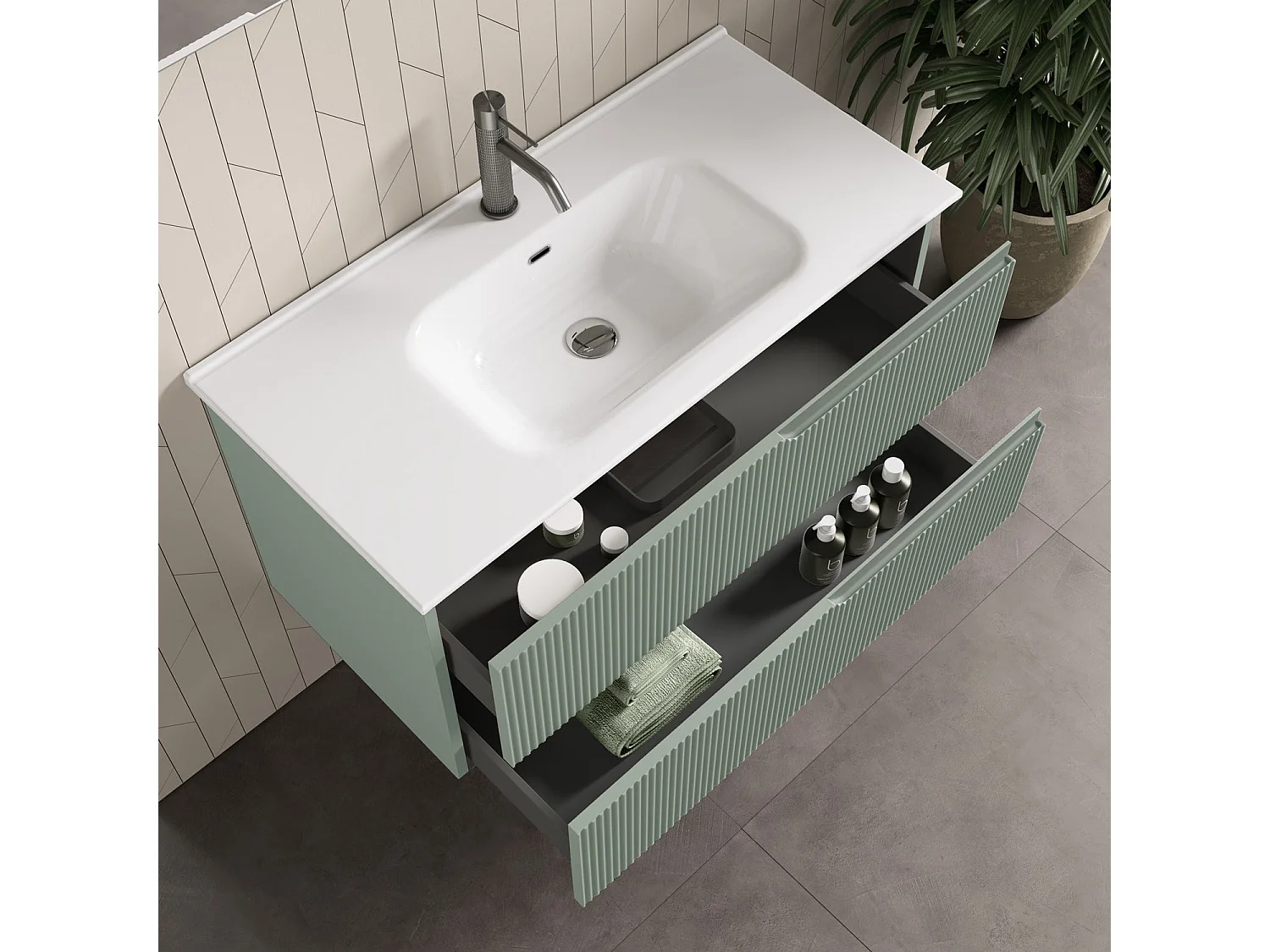 Ensemble salle de bain 4 pièces VENERE vert sauge
