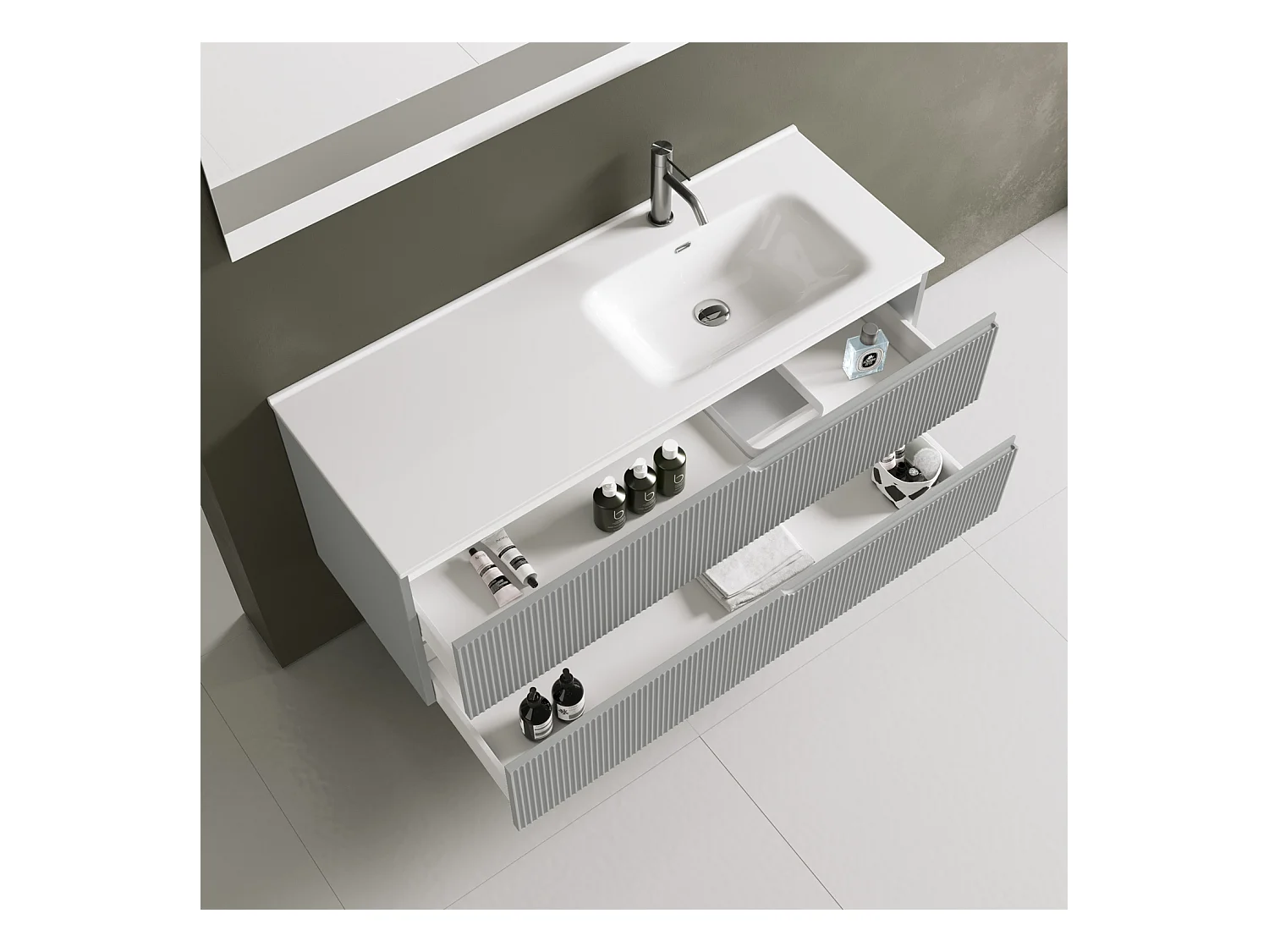 Ensemble salle de bain DX vasque 4 pièces VENERE gris mat