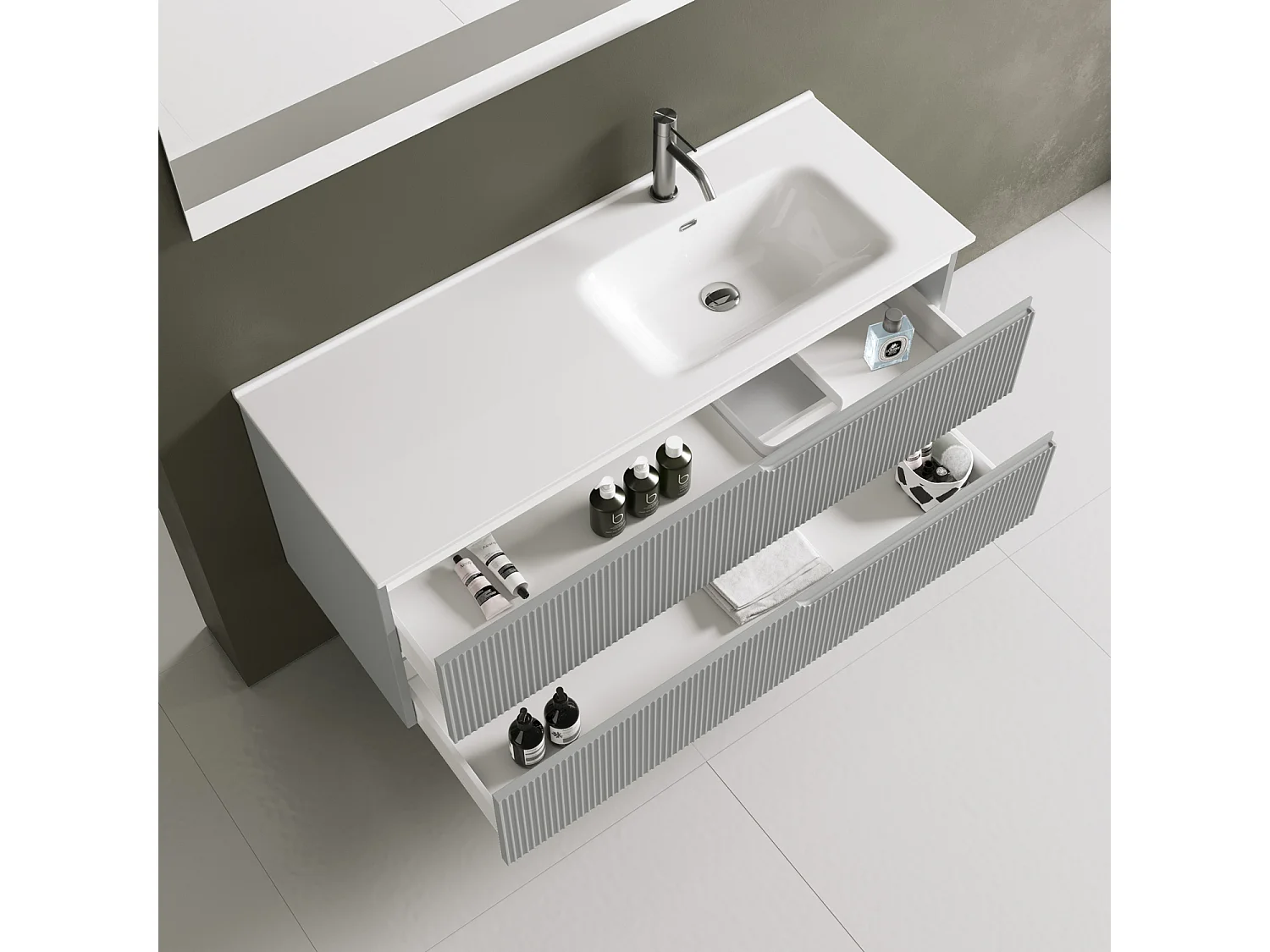 Ensemble salle de bain DX vasque 4 pièces VENERE gris mat