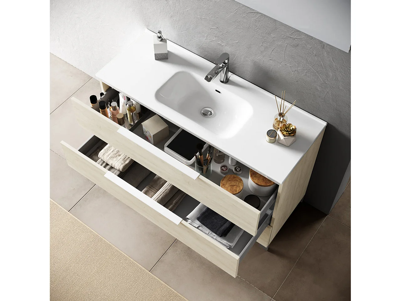 Ensemble de salle de bain 4 pièces LARISSA chêne alaska