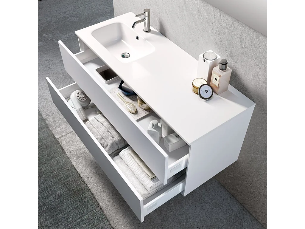 Ensemble de salle de bain vasque SX 4 pièces IGEA blanc mat