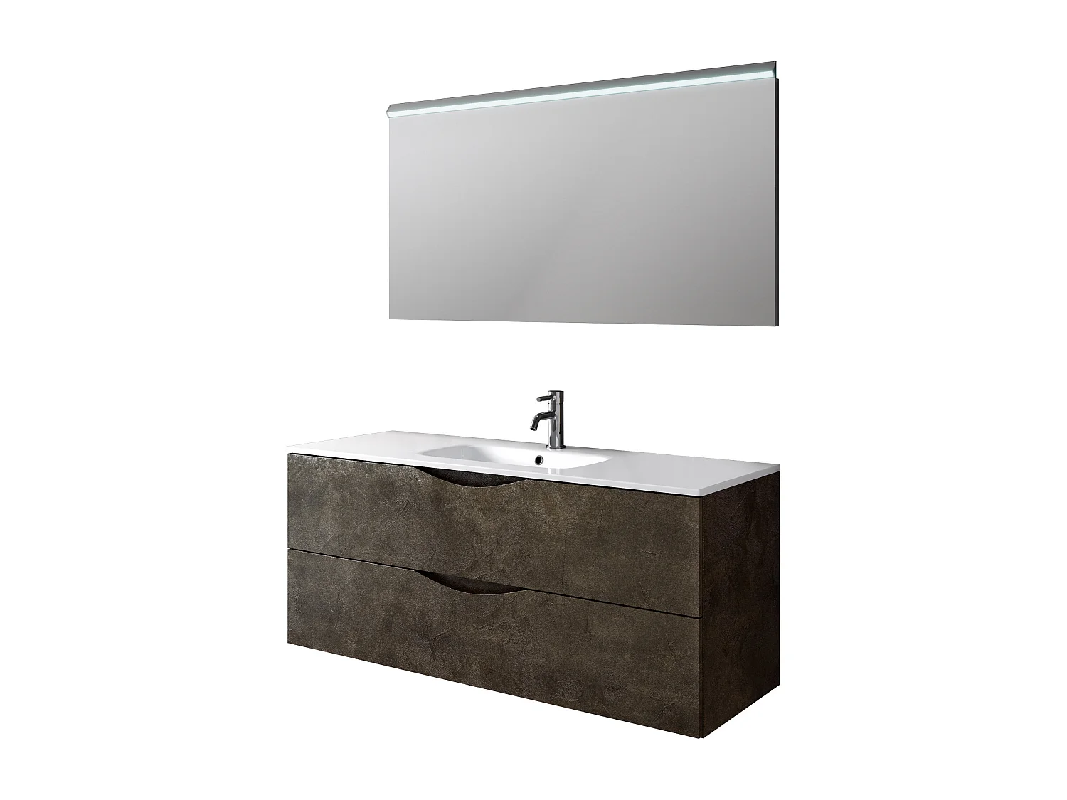 Ensemble de salle de bain 3 pièces PLUTONE marron pierre