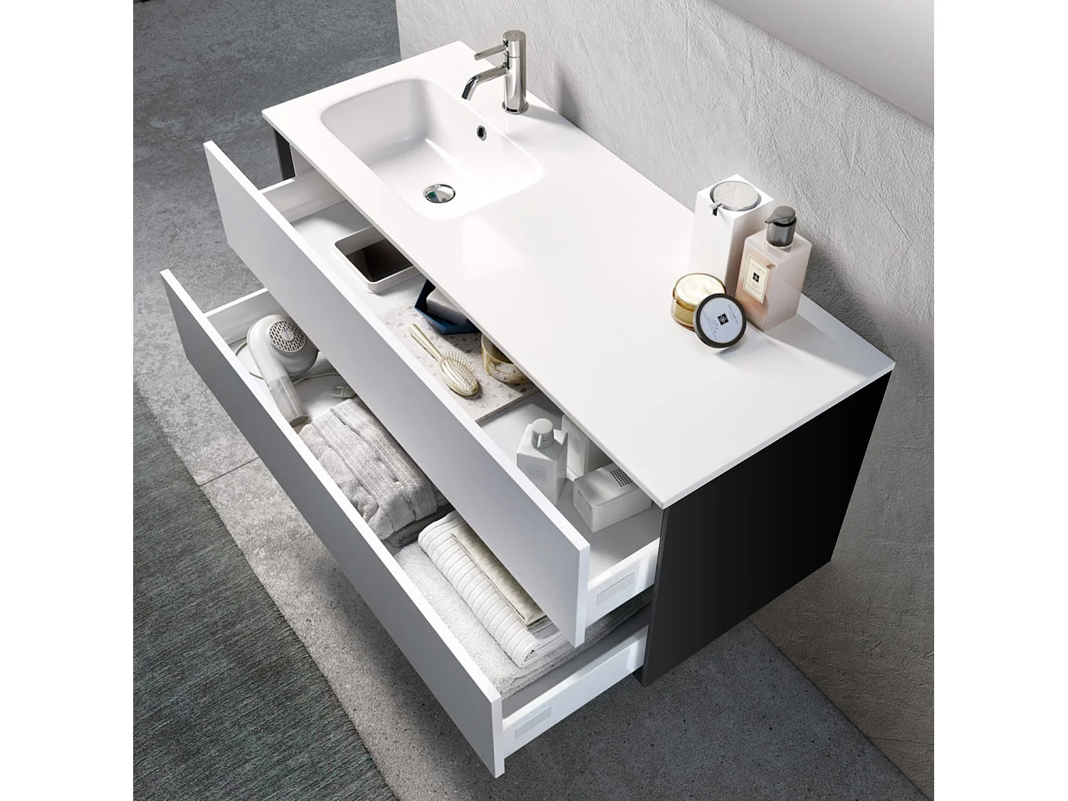 Ensemble de salle de bain vasque SX 4 pièces IGEA blanc mat