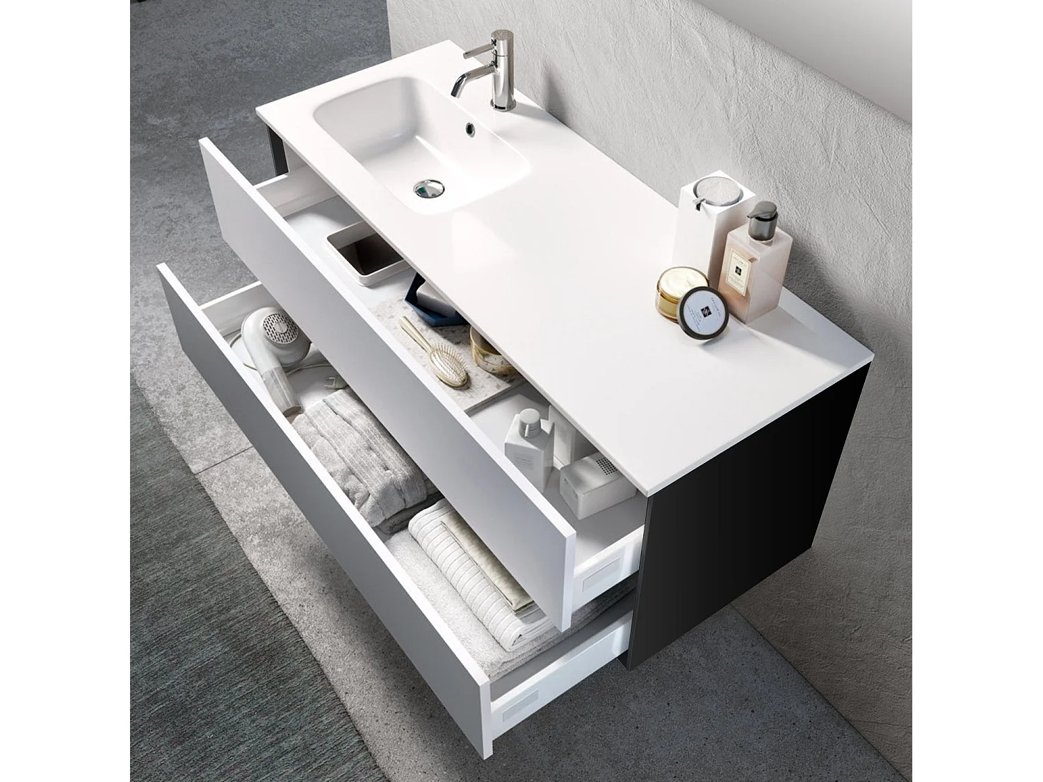 Ensemble de salle de bain vasque SX 4 pièces IGEA blanc mat