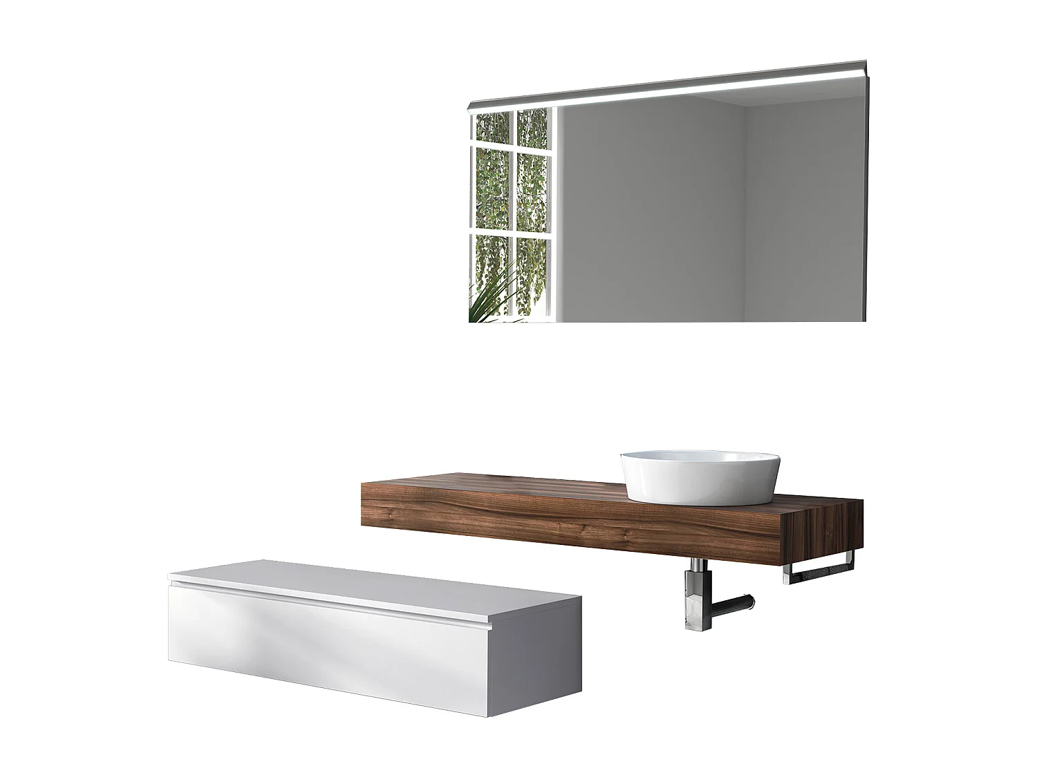 Ensemble de salle de bain 5 pièces ASTRA noyer/blanc