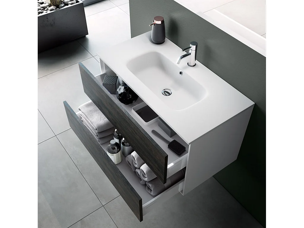 Ensemble de salle de bain 4 pièces IGEA brun foncé