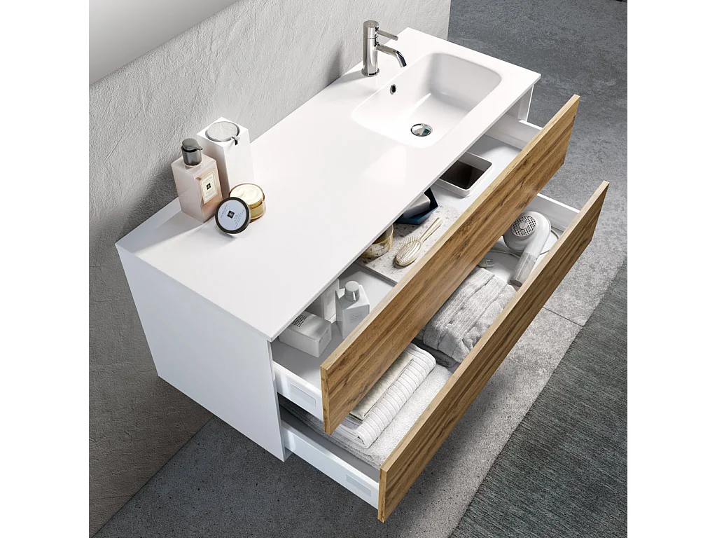 Ensemble de salle de bain vasque DX 4 pièces IGEA chêne miel
