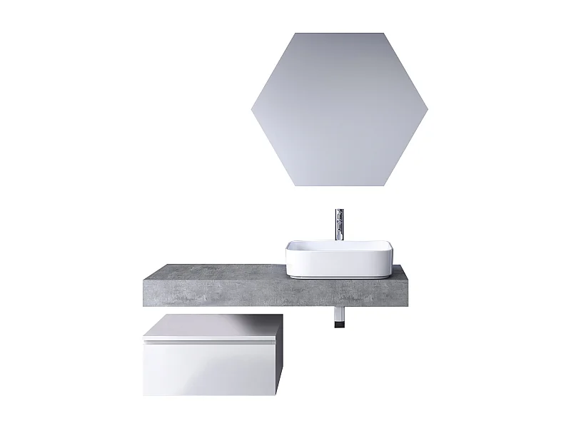 Composizione 4 pezzi ASTRA cemento/bianco