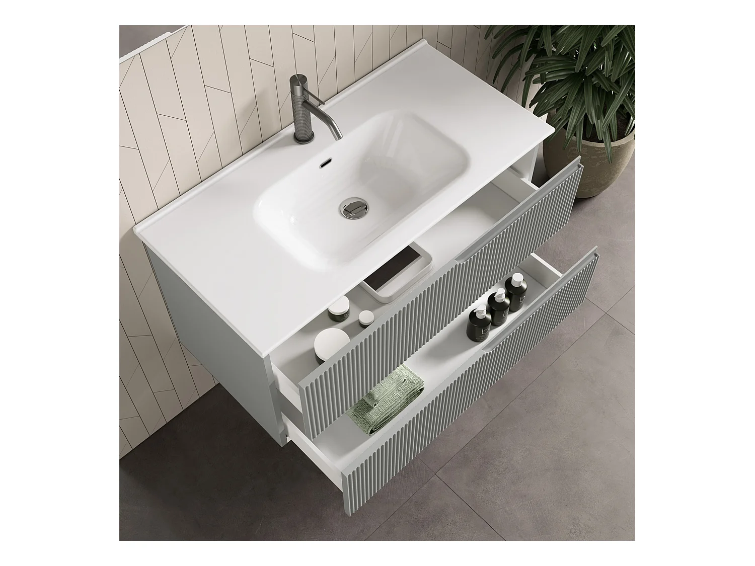 Ensemble salle de bain 4 pièces VENERE gris mat