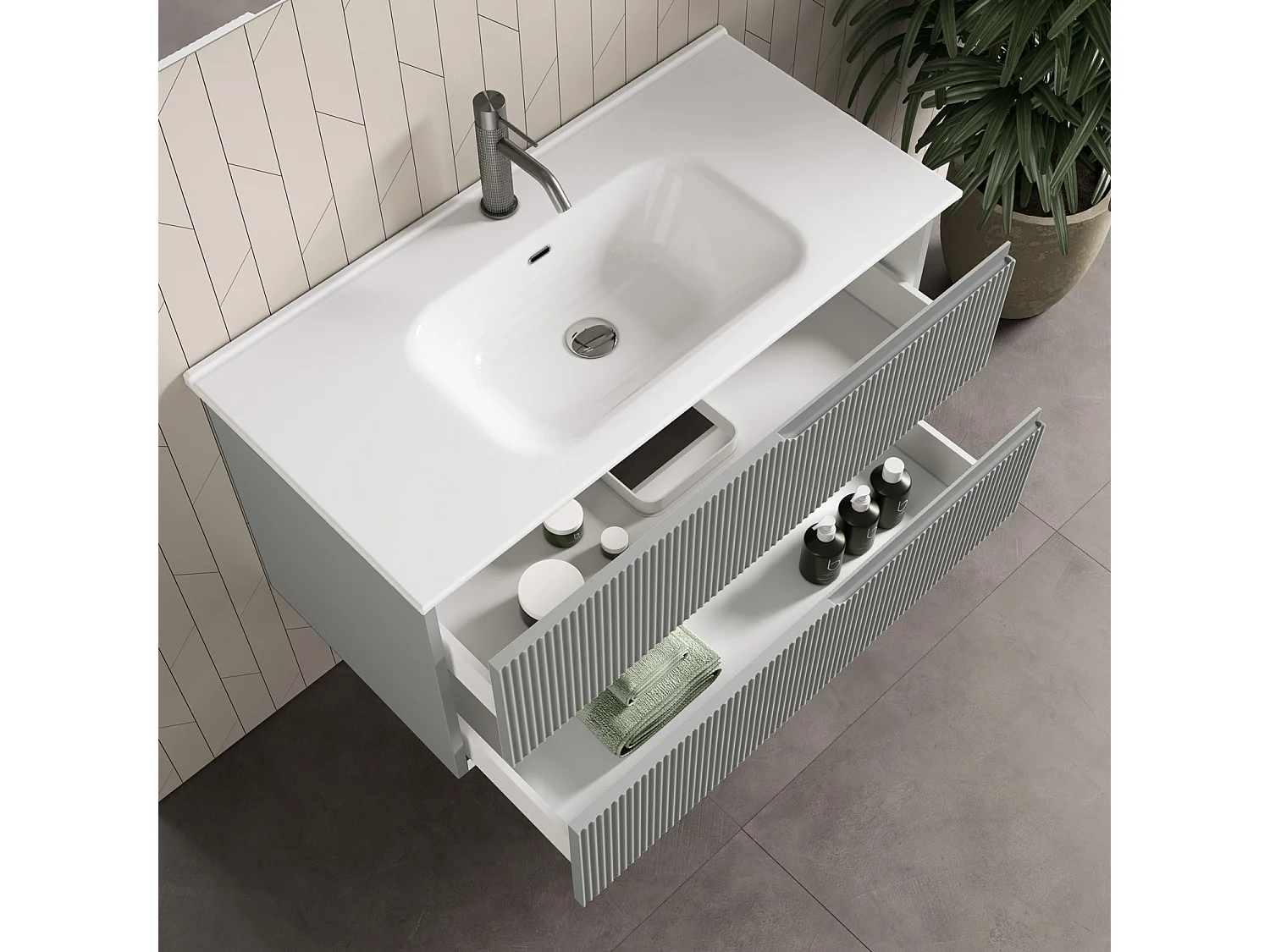 Ensemble salle de bain 4 pièces VENERE gris mat