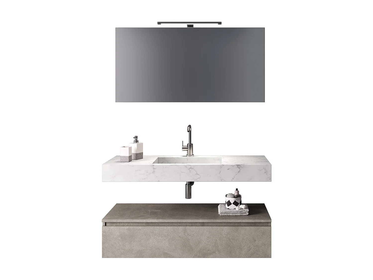 Ensemble de salle de bain 5 pièces ASTRA marbre carrara/havane pierre