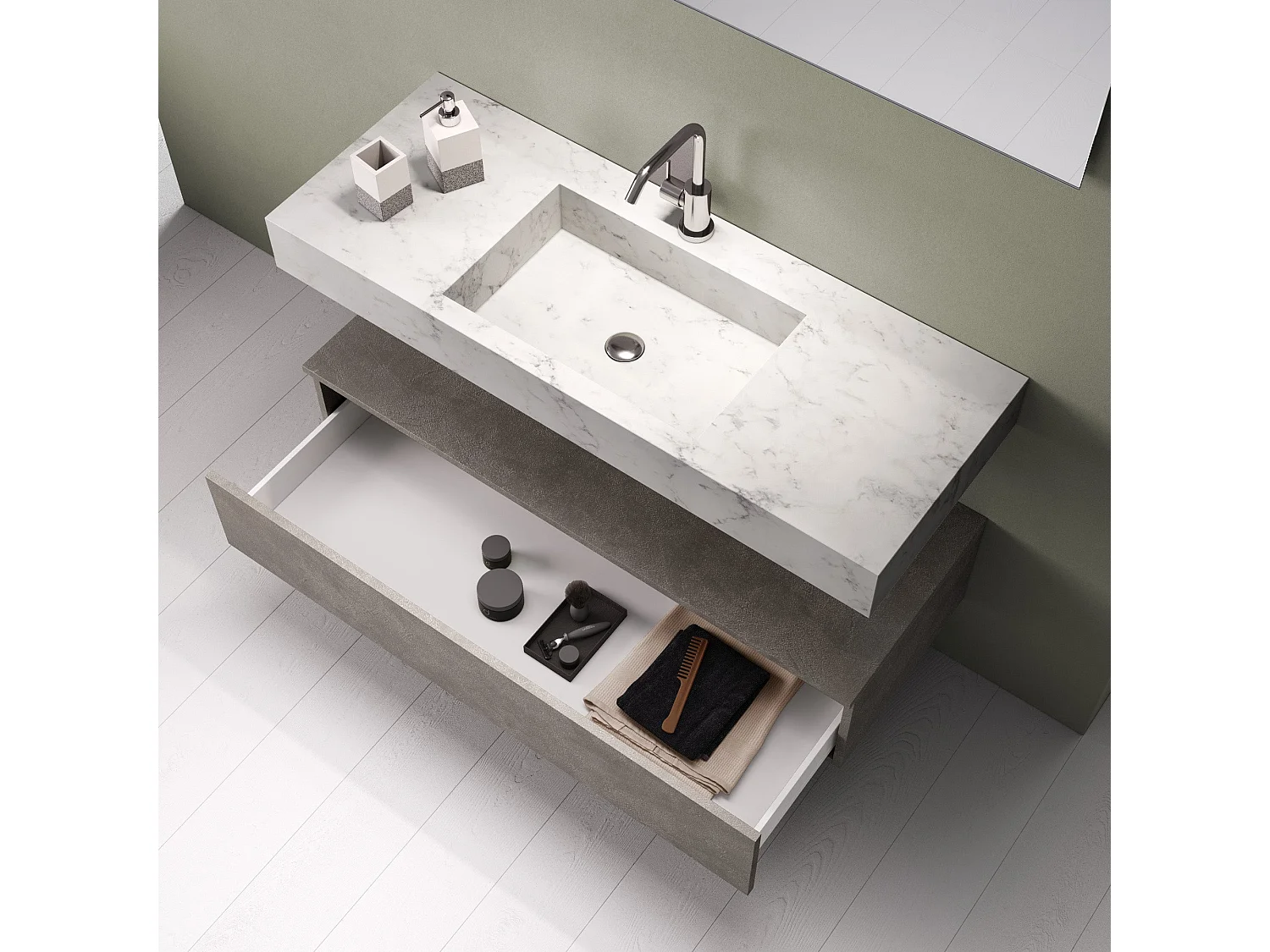 Ensemble de salle de bain 5 pièces ASTRA marbre carrara/havane pierre