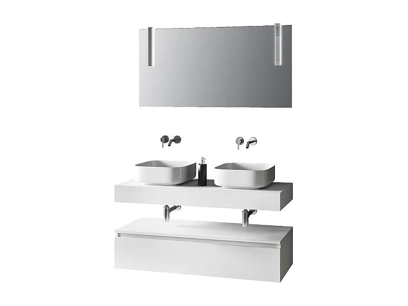 Composição de lavatório duplo de 7 peças ASTRA branco
