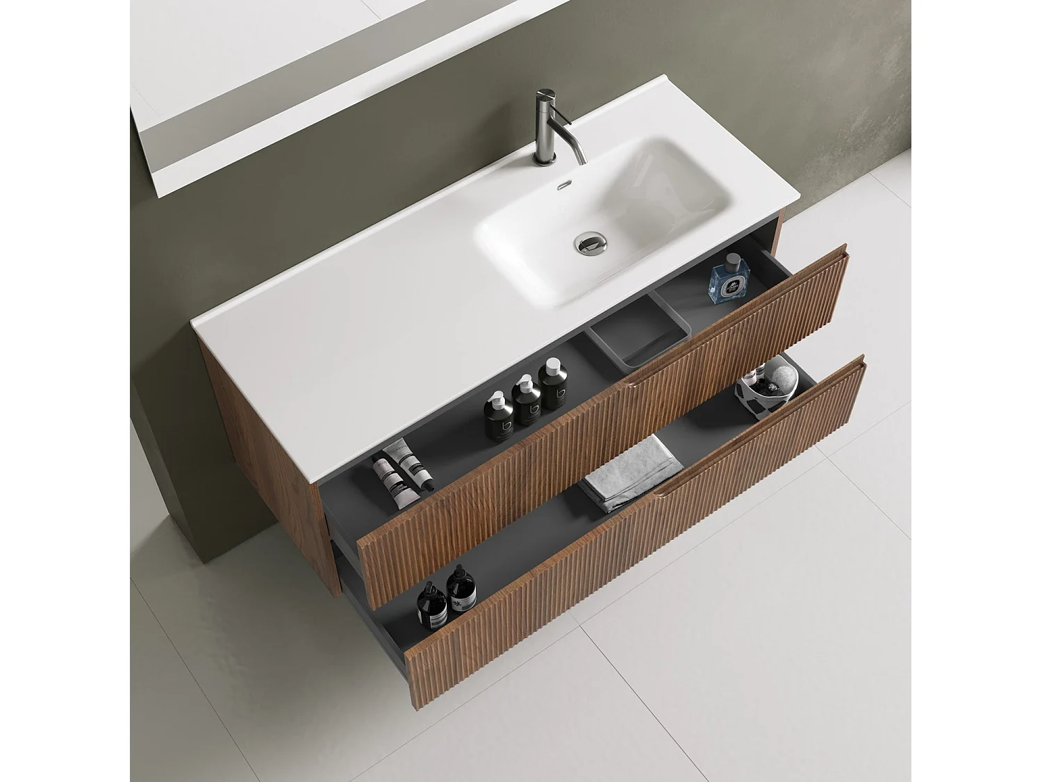 Badewannen-Komposition rechts 4-teilig VENERE Rio-Eiche