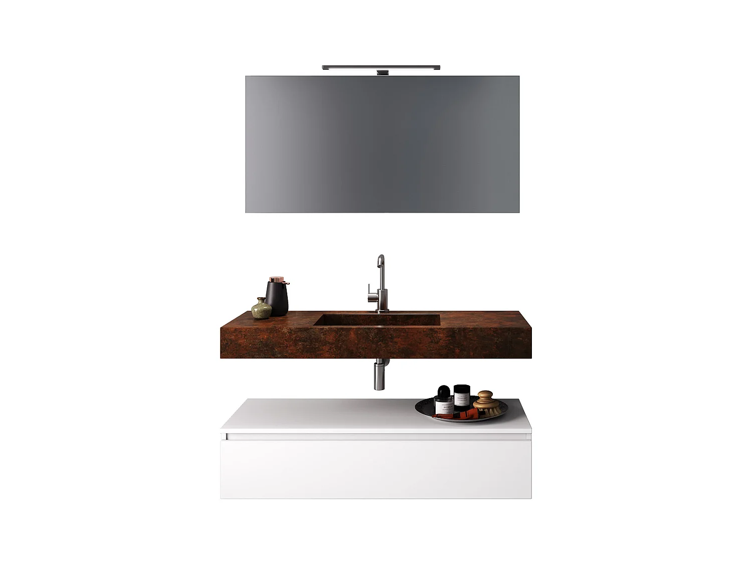 Composizione 5 pezzi ASTRA corten/bianco