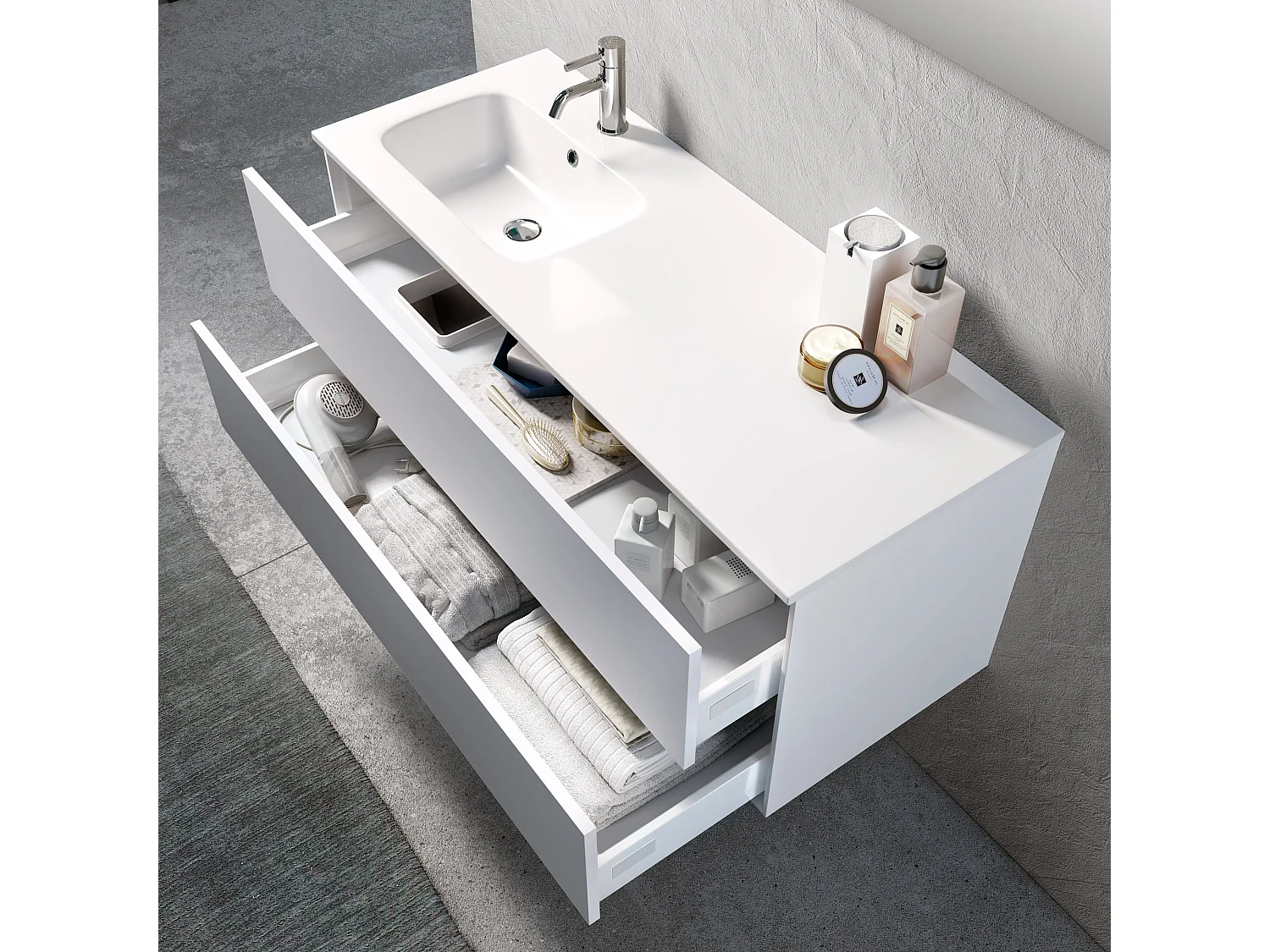 Ensemble de salle de bain vasque SX 4 pièces IGEA blanc mat
