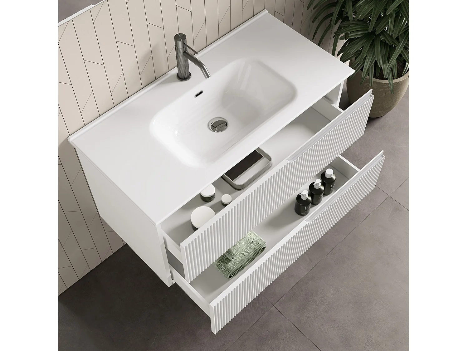 Ensemble salle de bain 4 pièces VENERE blanc mat