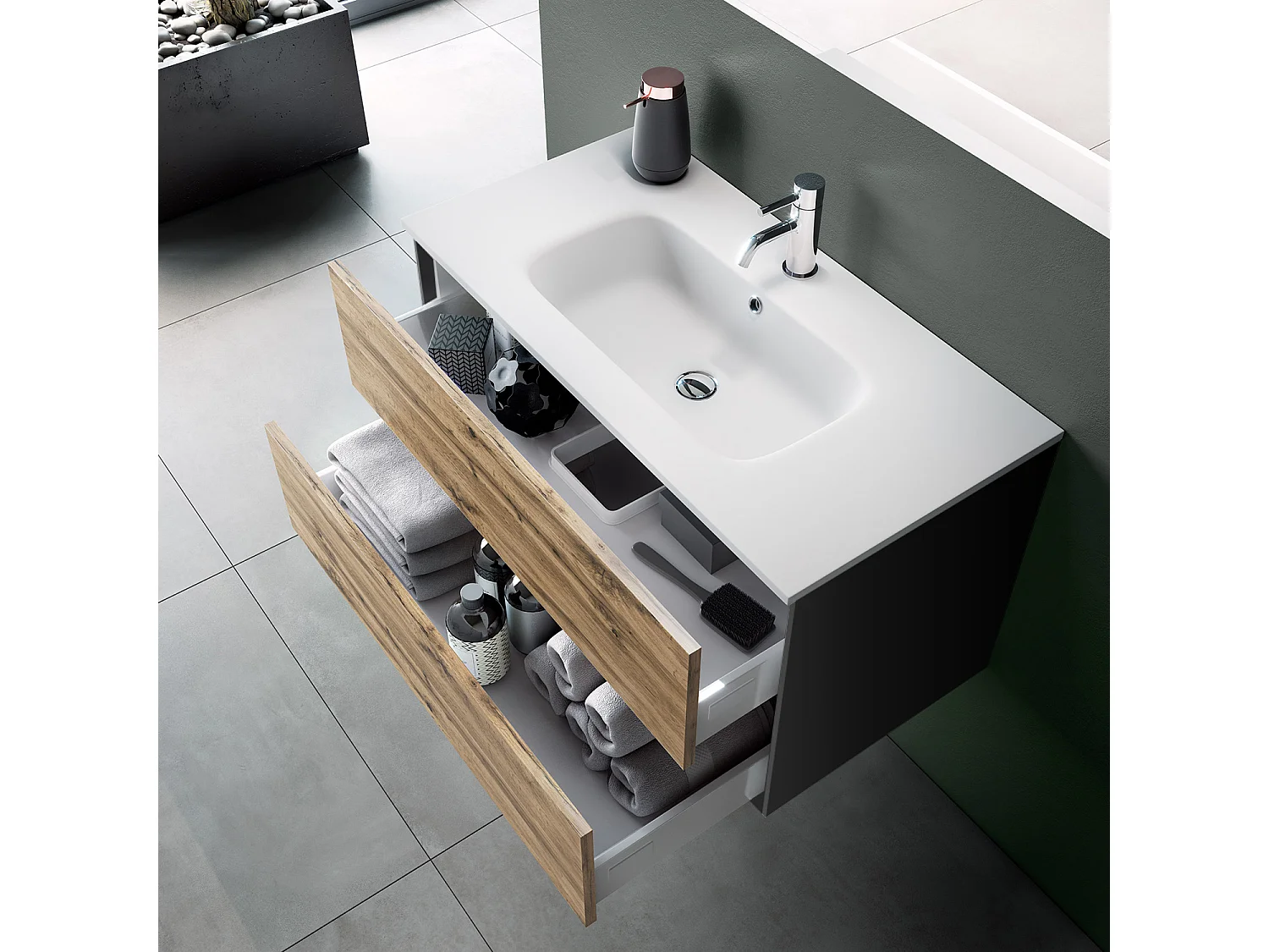 Ensemble de salle de bain 4 pièces IGEA chêne miel