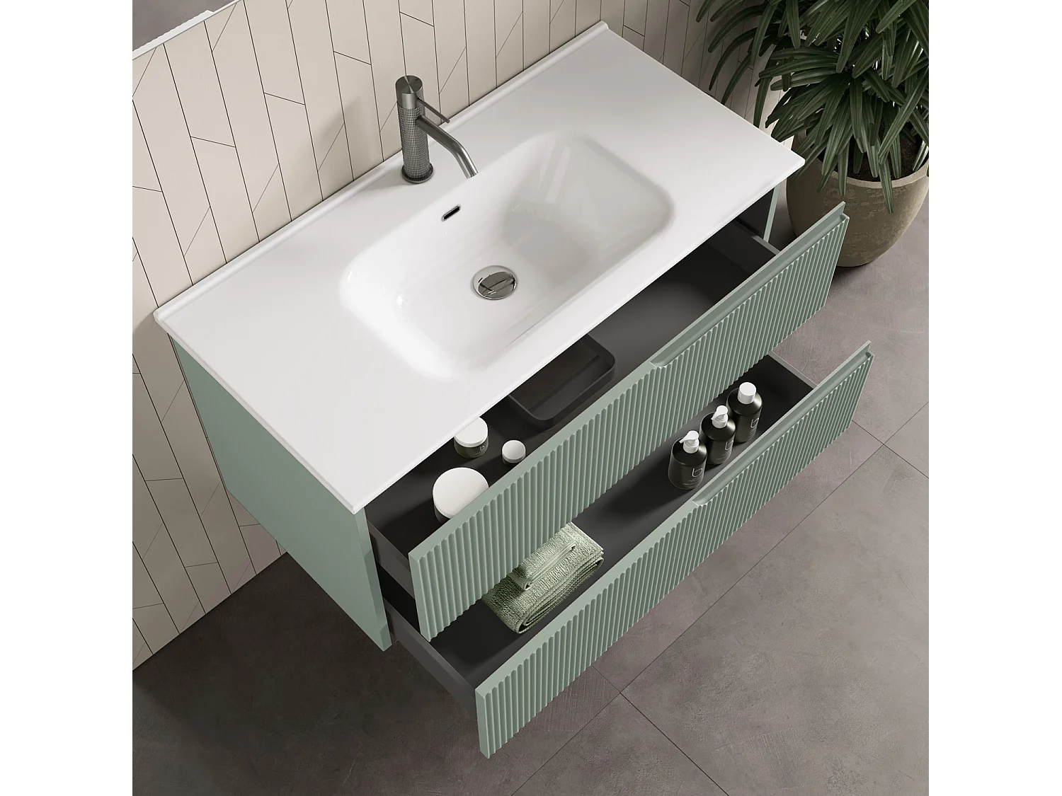Ensemble salle de bain 4 pièces VENERE vert sauge