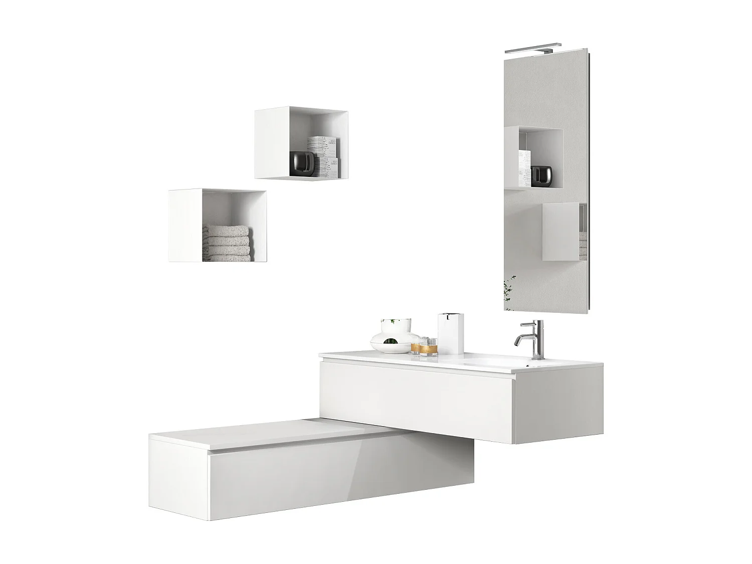 Ensemble salle de bain 7 pièces ASTRA blanc