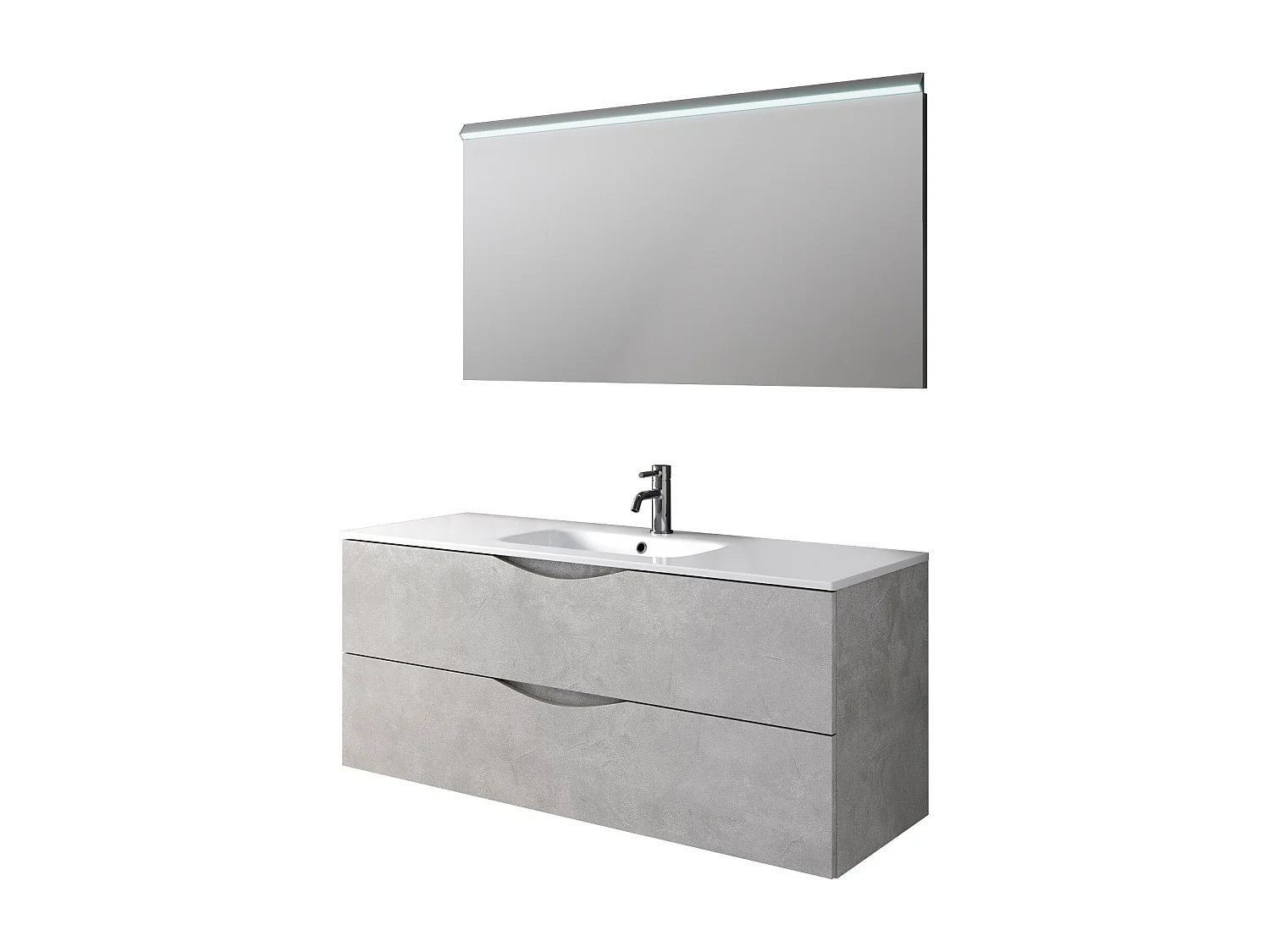 Ensemble de salle de bain 3 pièces PLUTONE blanc pierre