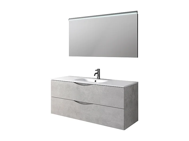 Ensemble de salle de bain 3 pièces PLUTONE blanc pierre