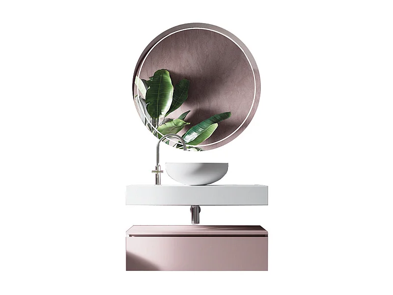 Ensemble de salle de bain 4 pièces ASTRA blanc/rose