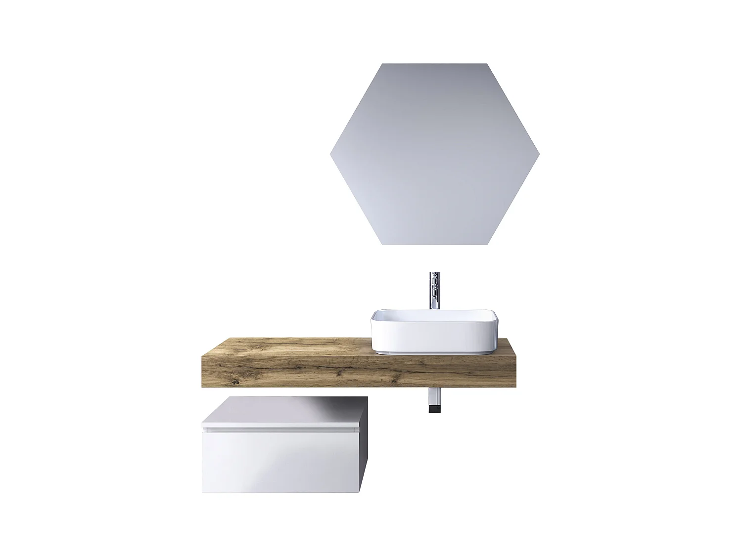 Ensemble de salle de bain 4 pièces ASTRA chêne miel/blanc