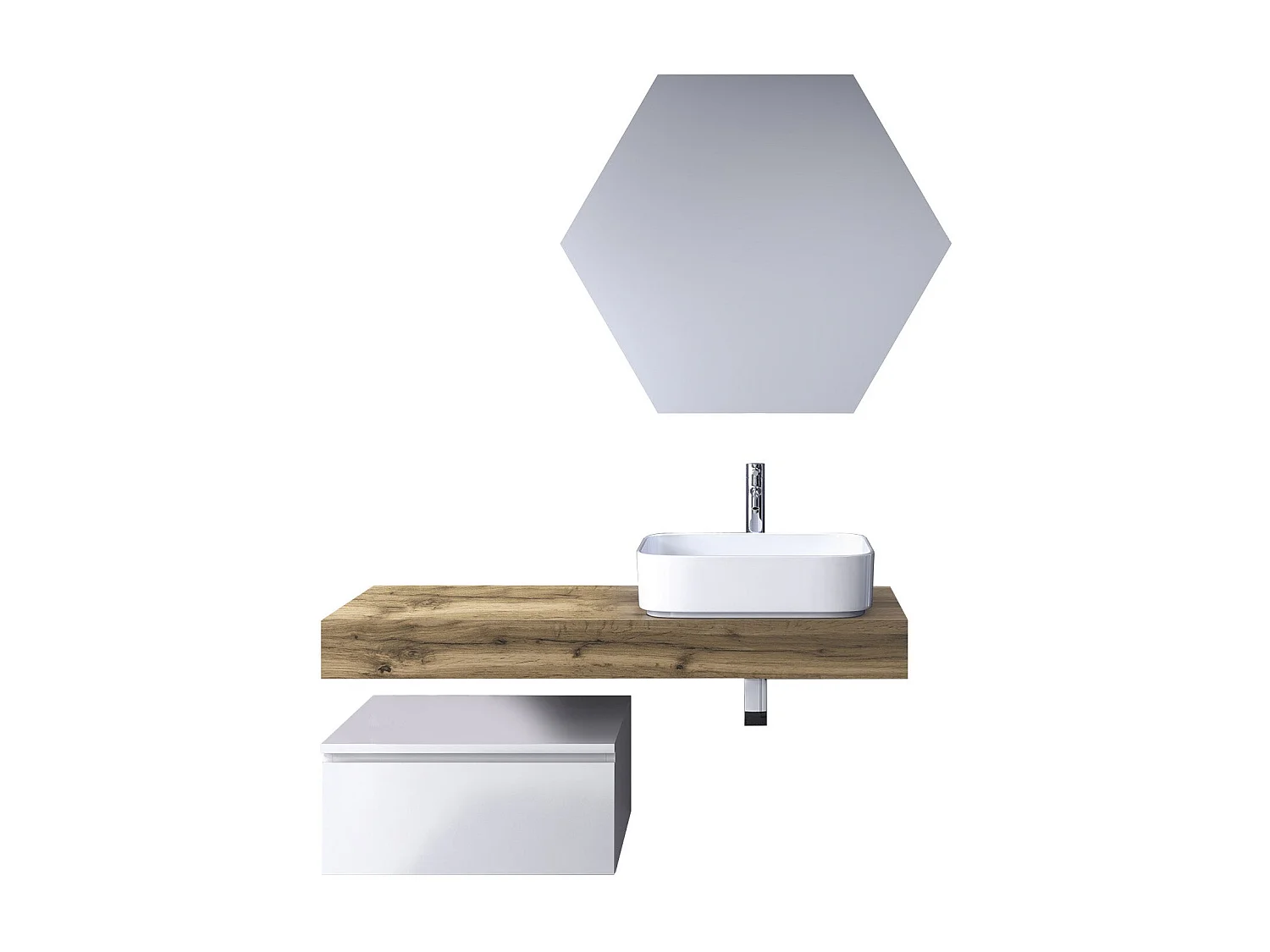 Ensemble de salle de bain 4 pièces ASTRA chêne miel/blanc