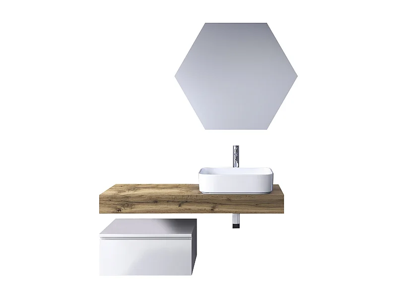 Ensemble de salle de bain 4 pièces ASTRA chêne miel/blanc