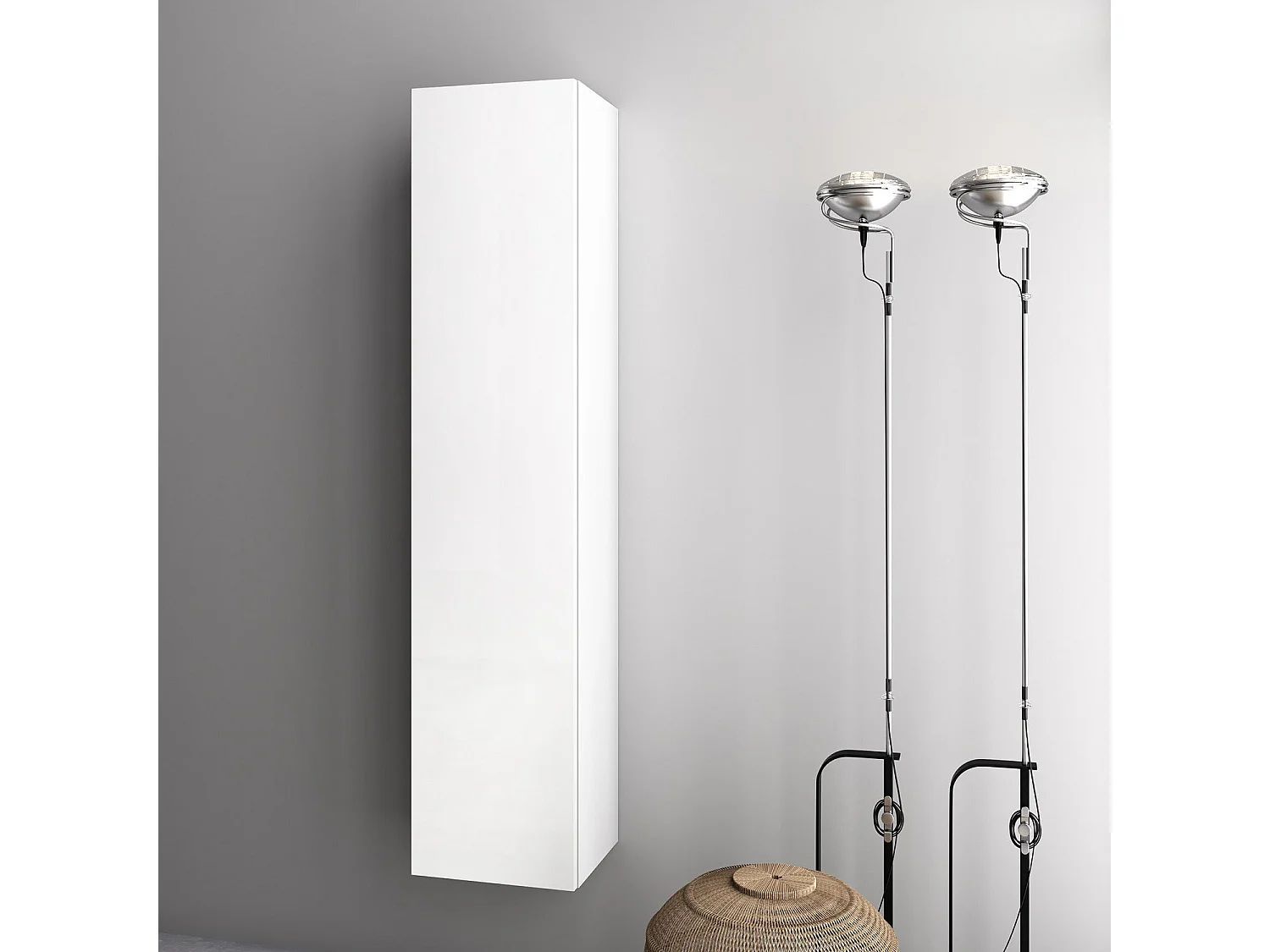 Platzsparende Hänge-Badewannensäule im minimalistischen Design Made in Italy Astra - Weiß