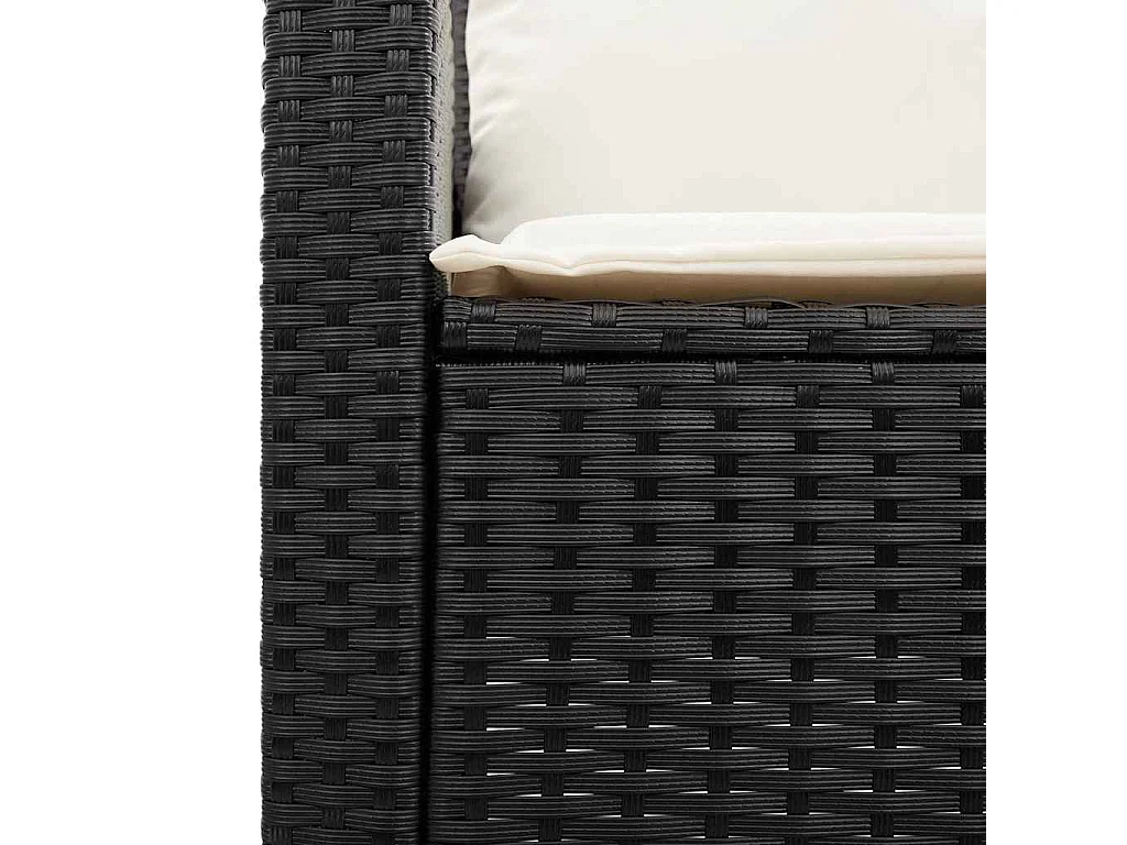 Gartensofa 3-Sitzer mit Kissen & Tisch Schwarz Poly Rattan
