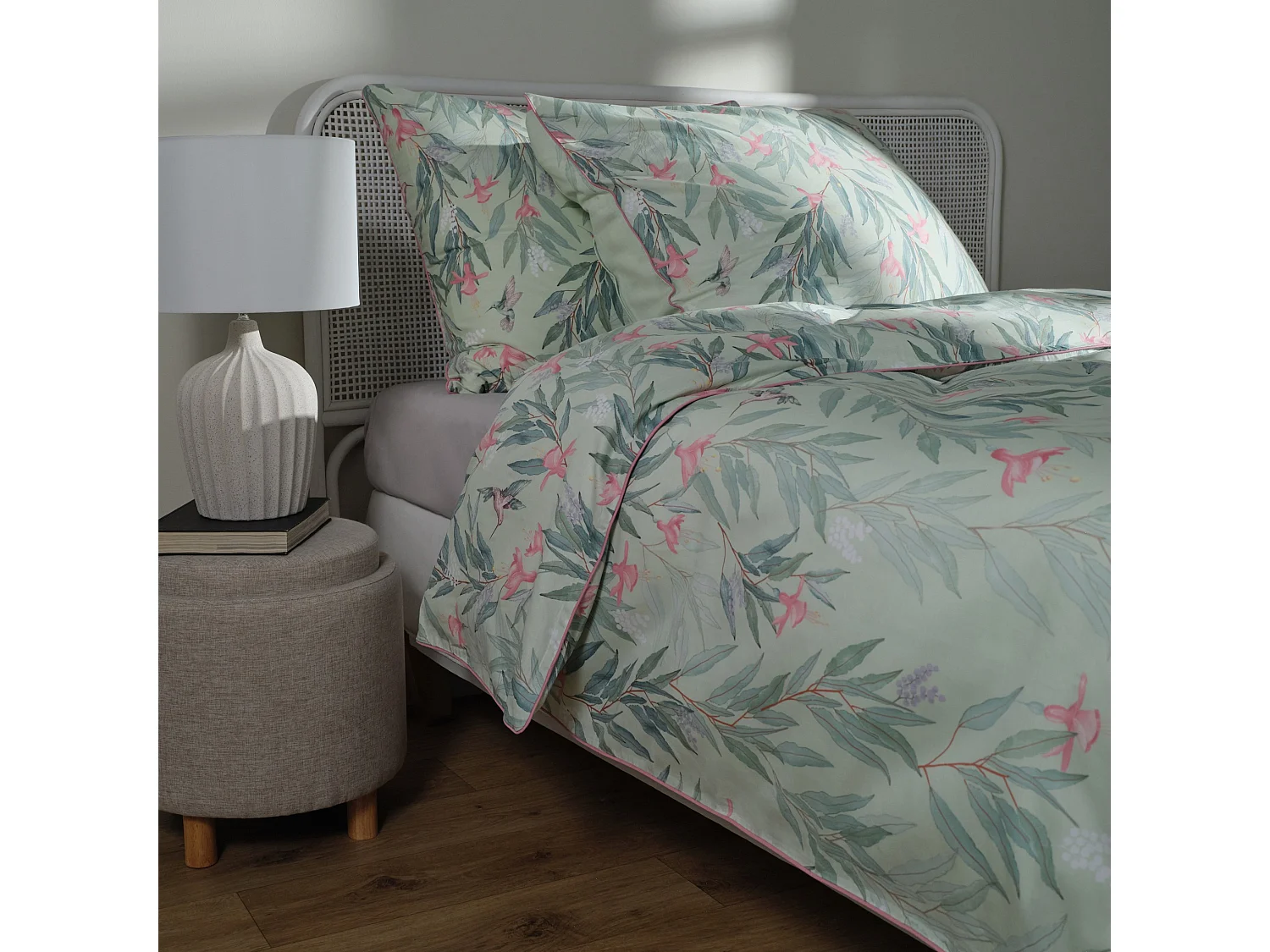 Satin-Baumwoll-Bettwäsche Libertado hellgrün 200x220