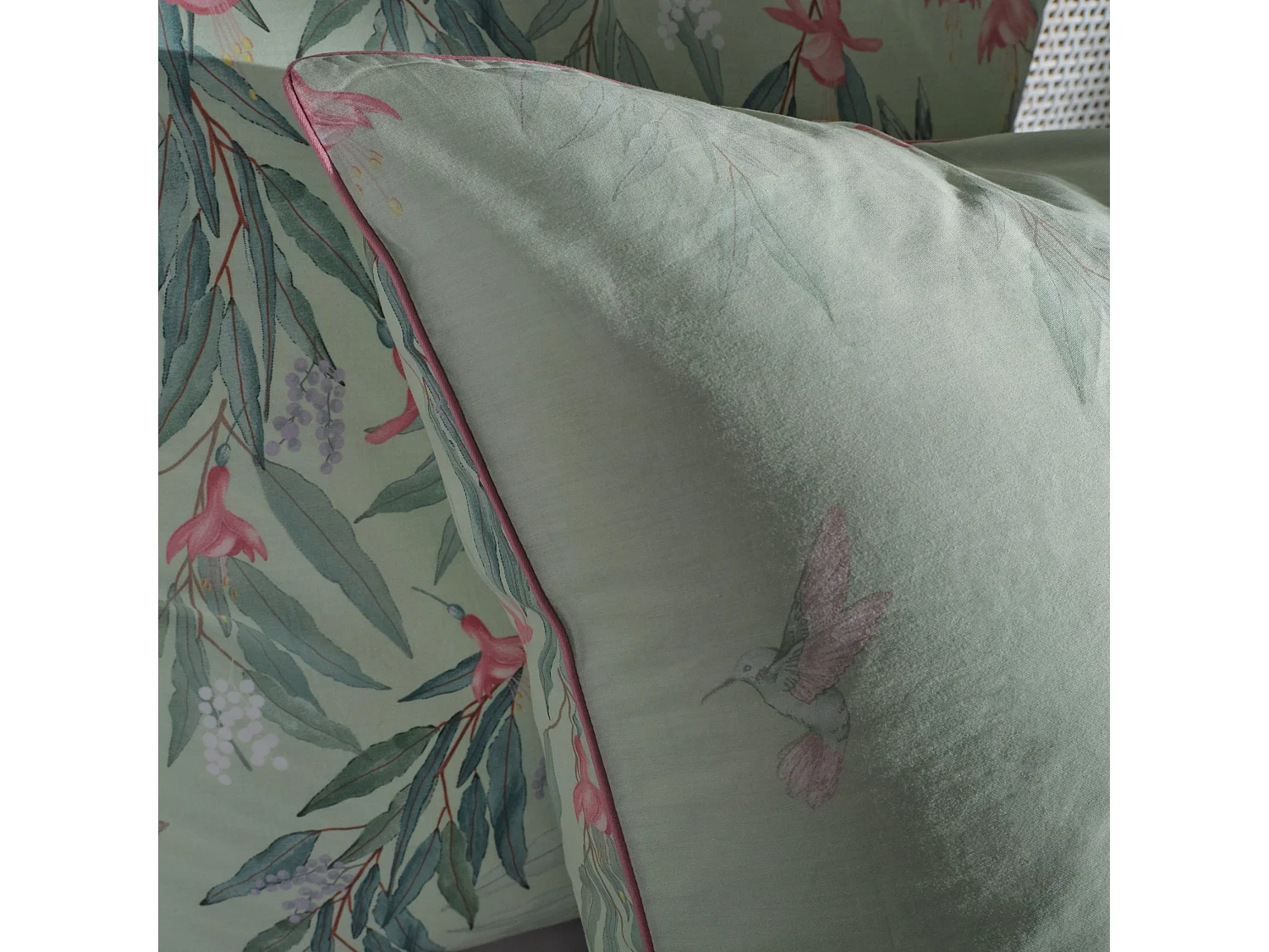 Satin-Baumwoll-Bettwäsche Libertado hellgrün 200x220