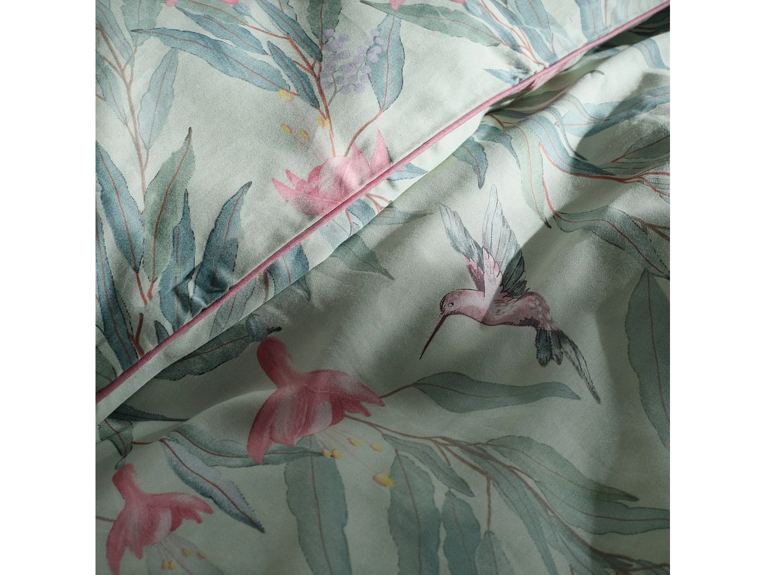 Satin-Baumwoll-Bettwäsche Libertado hellgrün 200x220