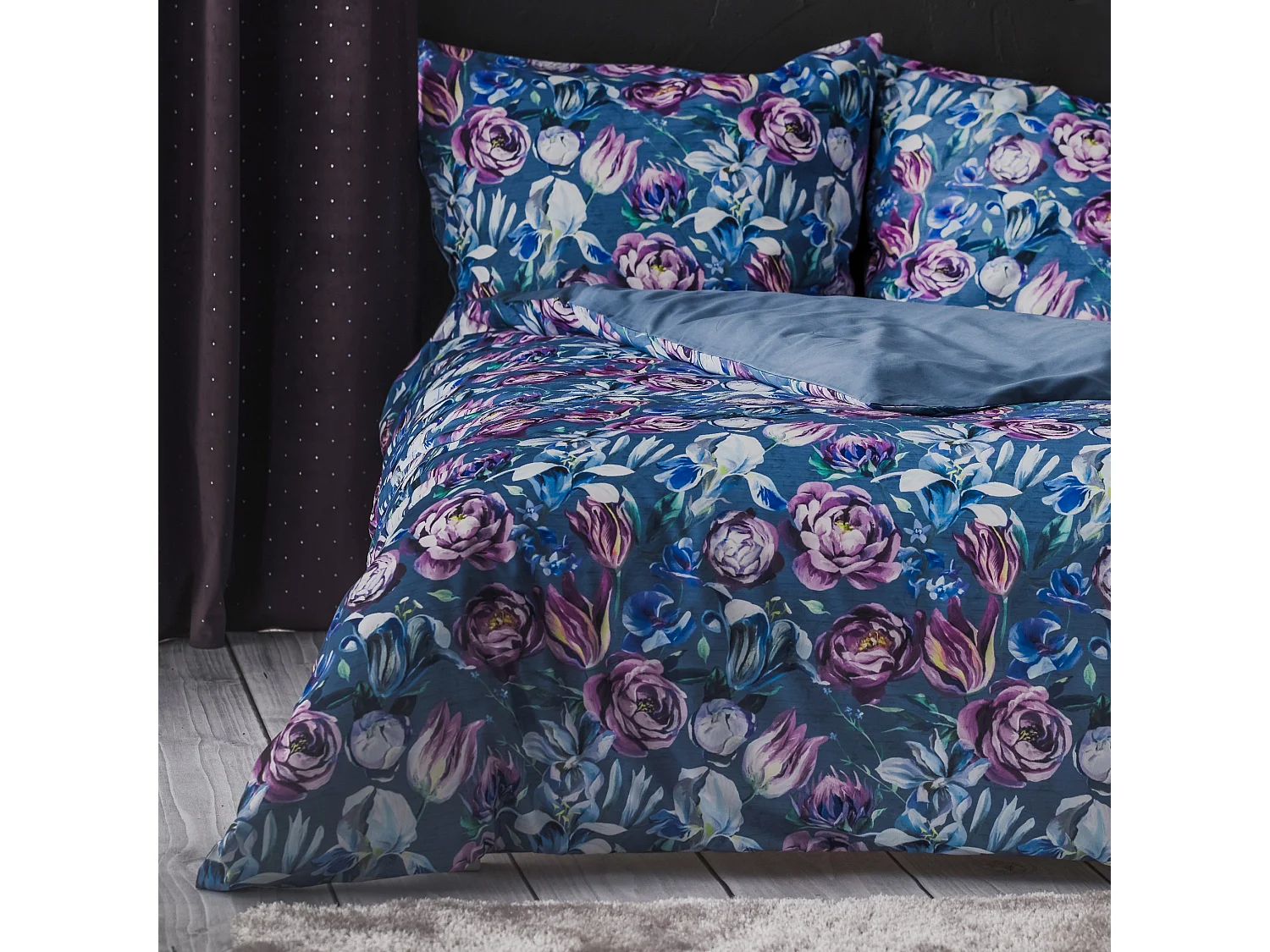 Mikrofaser-Bettwäsche Liler Dunkelblau 200x220