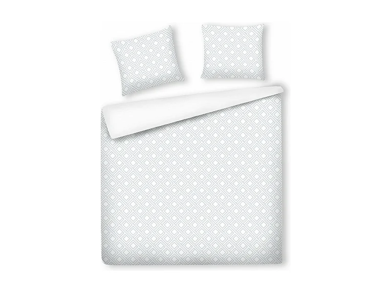 Satin-Baumwoll-Bettwäsche Grapho Mittelweiß 200x220