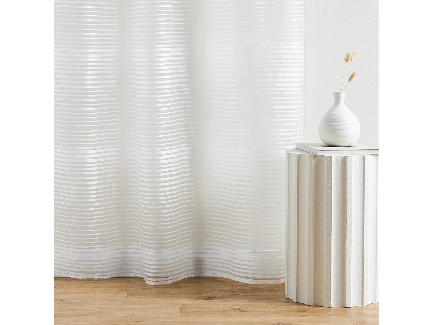 Durchsichtiger Vorhang Faizo mittelweiß 140 x 250