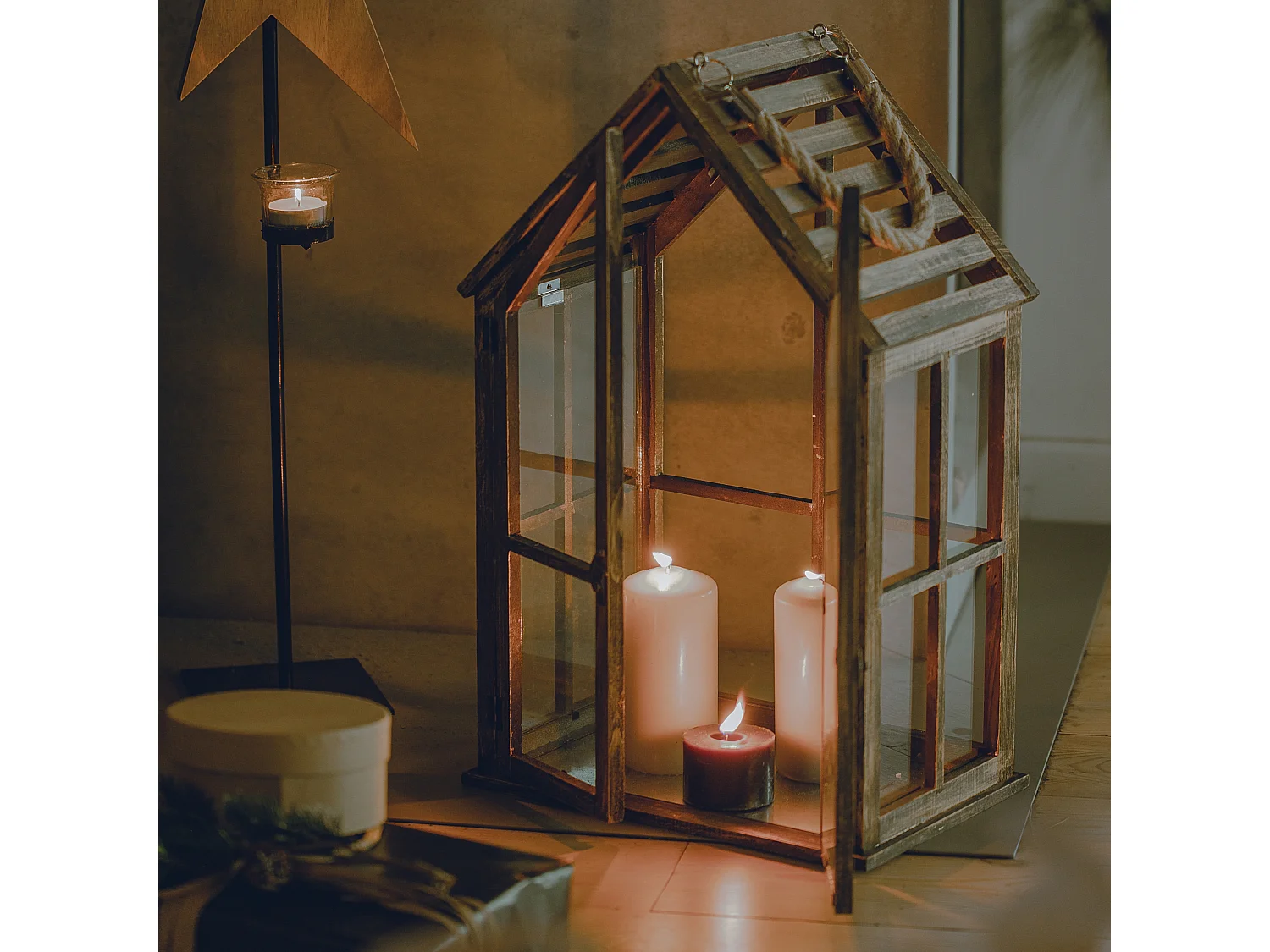 Laterne Homesi mittelbraun 51.5 x 21.5 x 32