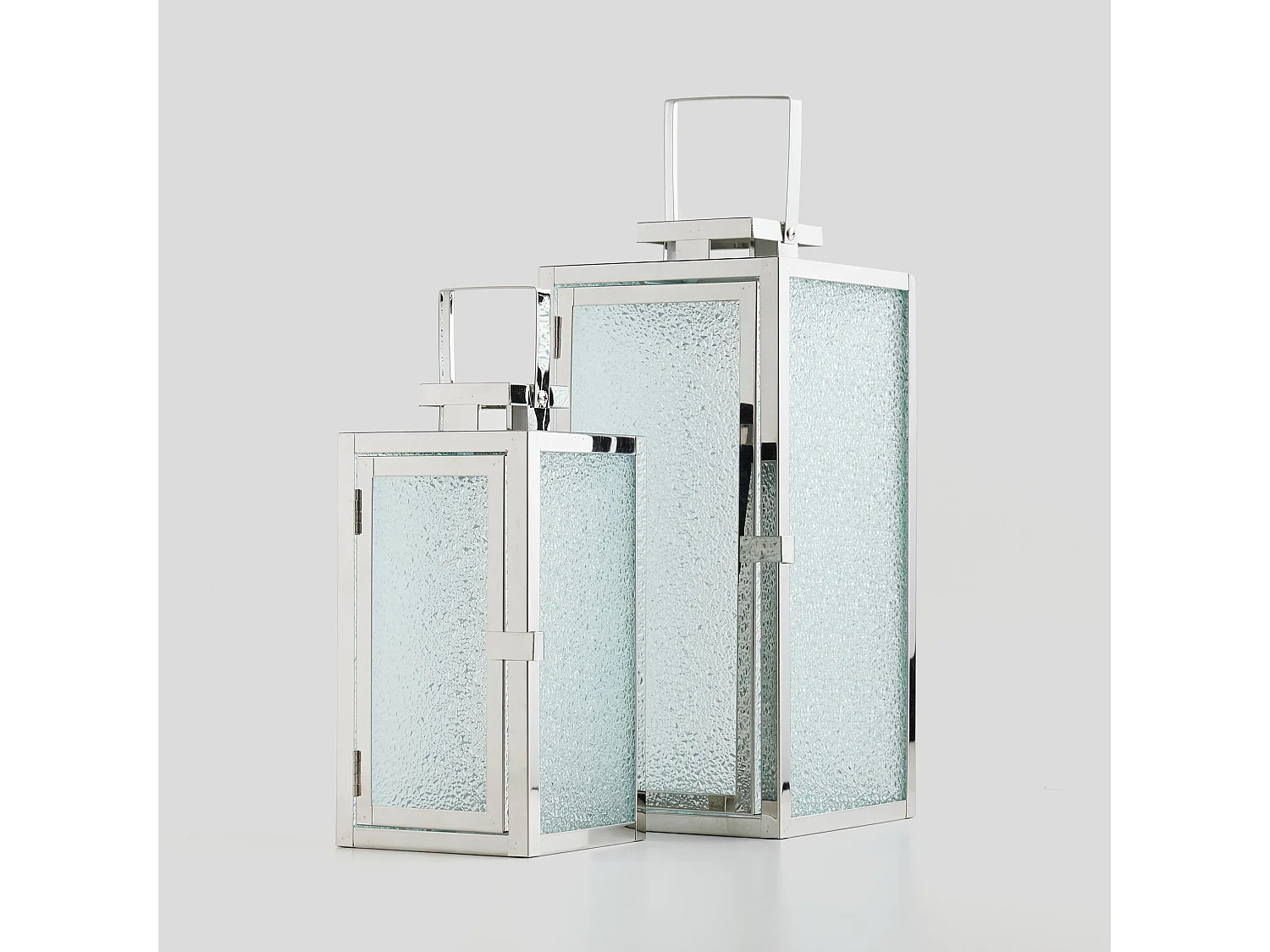 Lanterne Ramos argent moyen 25 x 12 x 12