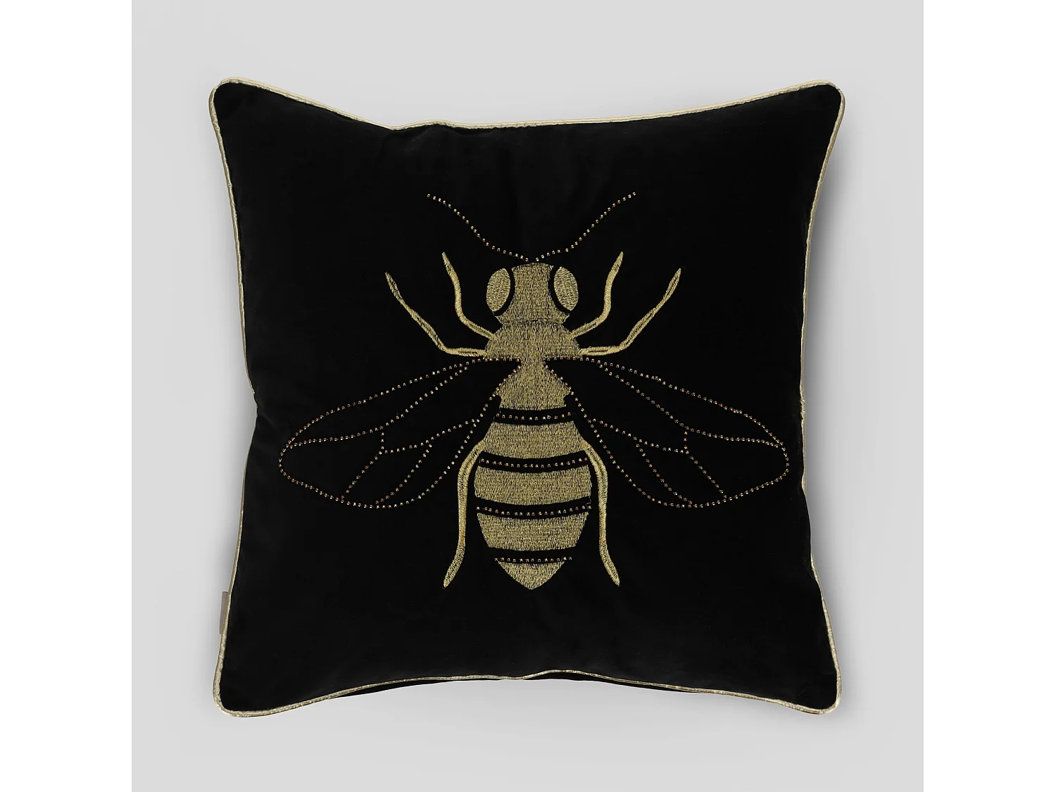 Bestickter Kissenbezug Beliamo Mittelschwarz 45x45