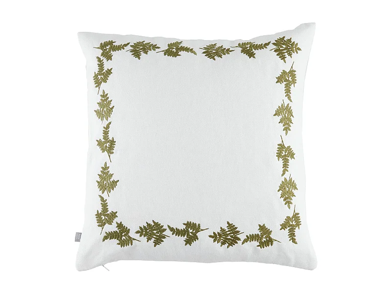 Bestickter Kissenbezug Fern Helles Weiß 45x45 cm