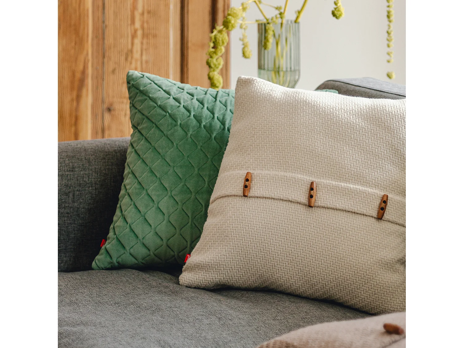 Kissenbezüge Mit Wolle Caminar Mittel Ecru 45x45